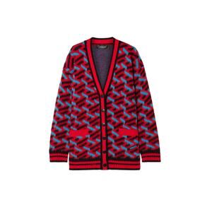 Versace Oversized Virgin Wool Jacquard Cardigan - Size Small